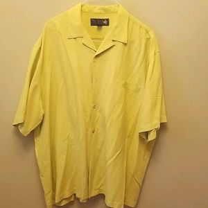 Short Sleeve Green/Yellow Casual Button Down